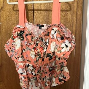 INC International Concepts Floral Blouse - Coral and White